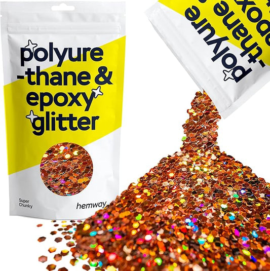 Hemway Glitter for Resin 100g Bronze Brown Holographic Metallic Crystals for Epoxy Craft Super Chunky Flakes Tumblers Wax Melt