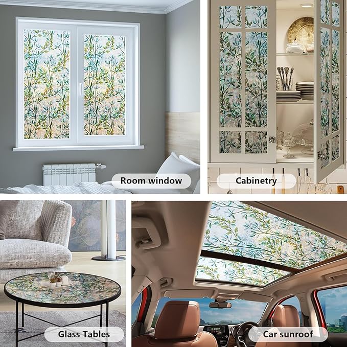 Finnez Window Privacy Film 3D Static Cling Window Film, No Glue Heat Control & 96% UV Blocking for Home Office, Decorative Frosted Glass Cover 35.4 Inch x 13.1 Feet