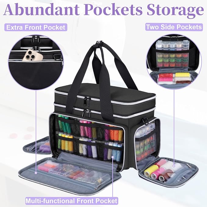 Anitor Large Sewing Supplies Organizer, Double Layer Sewing Storage Organizer - Image 6