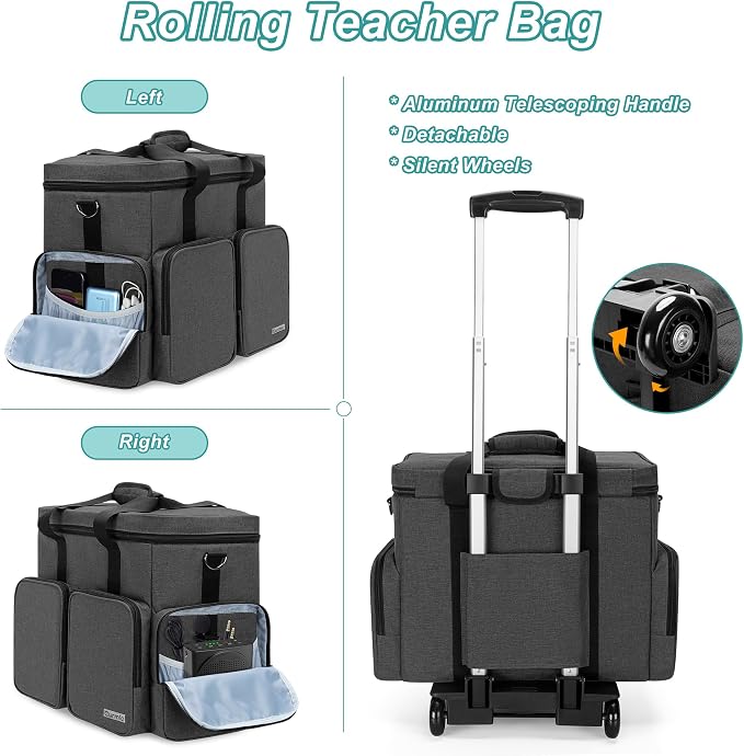 CURMIO Rolling Teacher Tote Bag - Image 4
