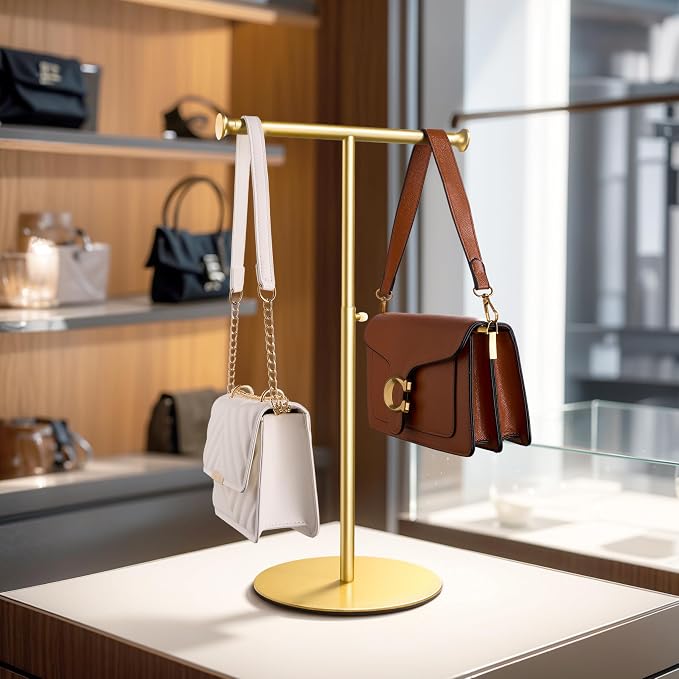 niffgaff T Bar Purse Display Stand Tabletop: Adjustable Height Handbag Holder - Image 7