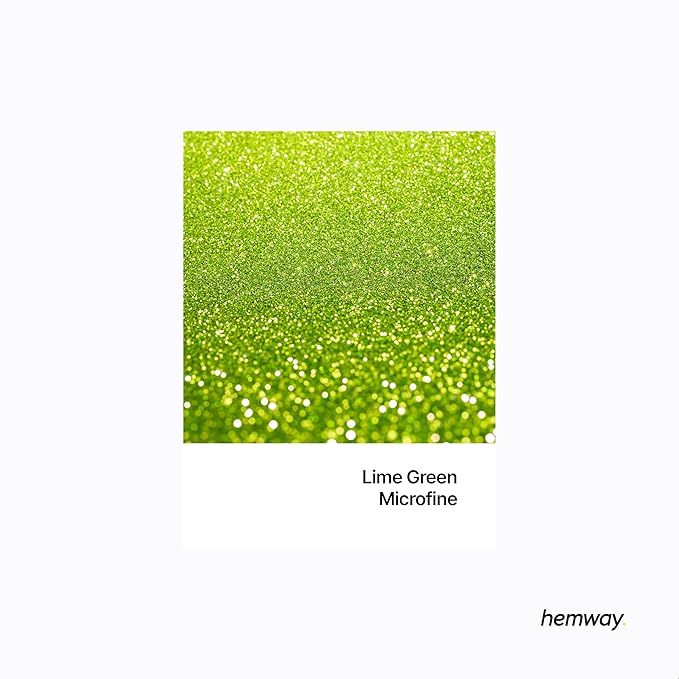 Hemway Polyurethane & Epoxy Resin Glitter 100g / 3.5oz Metallic Crystal Flake Additive for Flooring Jewelry Tumblers Glass Pigment - Microfine (1/256" 0.004" 0.1mm) - Lime Green