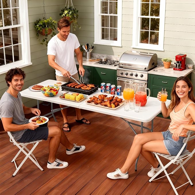 FDW 6 FT Folding Table, Portable Plastic Table - Image 2