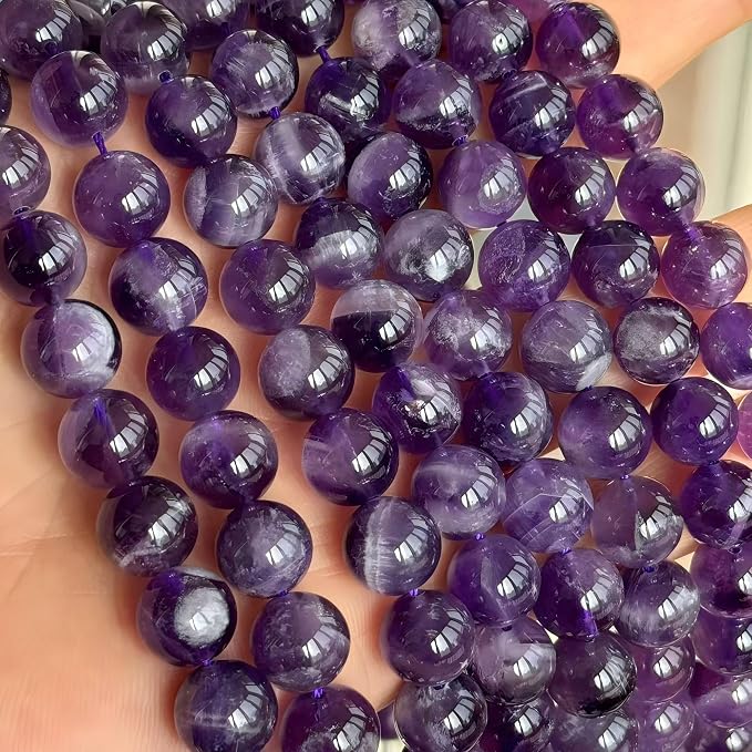 MJDCB Natural Dreamy Amethyst Beads Round Stone Beads DIY Loose Beads - Image 8