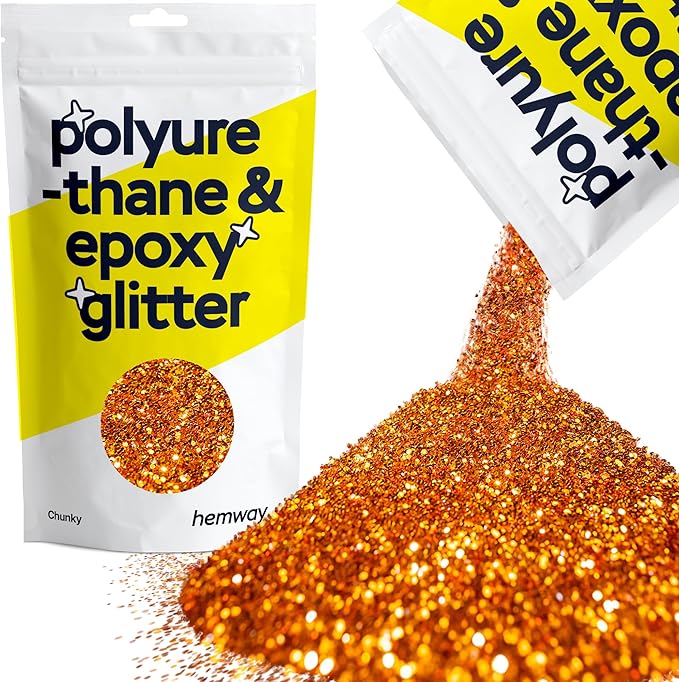 Hemway Polyurethane & Epoxy Resin Glitter 100g / 3.5oz Metallic Crystal Flake Additive for Flooring Jewelry Tumblers Glass Pigment - Chunky (1/40" 0.025" 0.6mm) - Copper