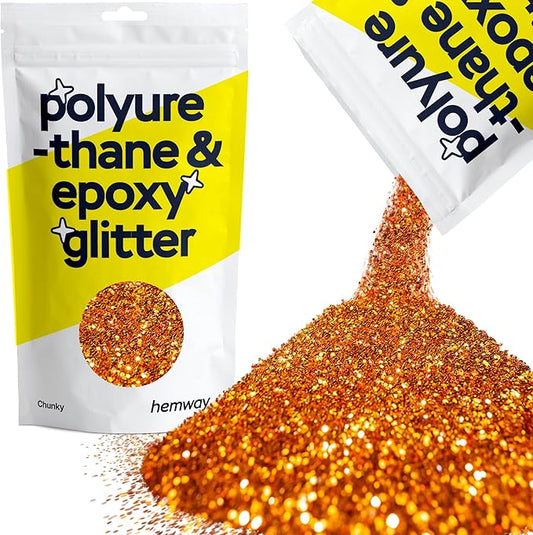 Hemway Polyurethane & Epoxy Resin Glitter 100g / 3.5oz Metallic Crystal Flake Additive for Flooring Jewelry Tumblers Glass Pigment - Chunky (1/40" 0.025" 0.6mm) - Copper