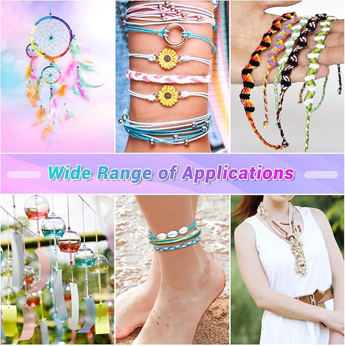 Cridoz 20 Rolls Wax String for Bracelet Making, Waxed Thread Bracelet Cord, Waxed Polyester Cord Bracelet Rope for DIY Bracelets, Necklace and Macrame