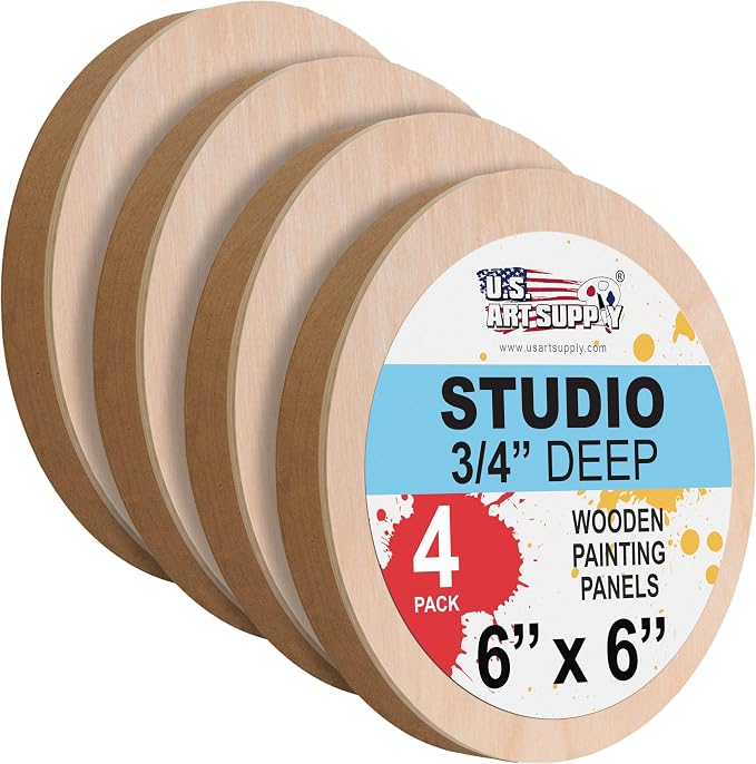 U.S. Art Supply 6" Unfinished Round Birch Wood Panels by USArtSupply