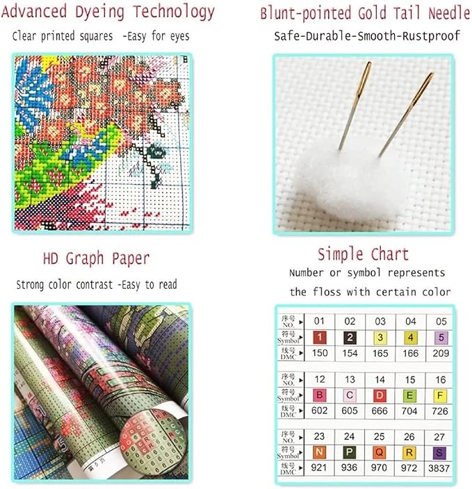 Hopeart Stamped Cross Stitch Kits for Beginner Embroidery Kits for Beginners Adults DIY 11CT Cross Stitch Patterns Needlepoint Kits Crossstitching Kits-Van Gogh's Starry Moon Garden 16x20 inch