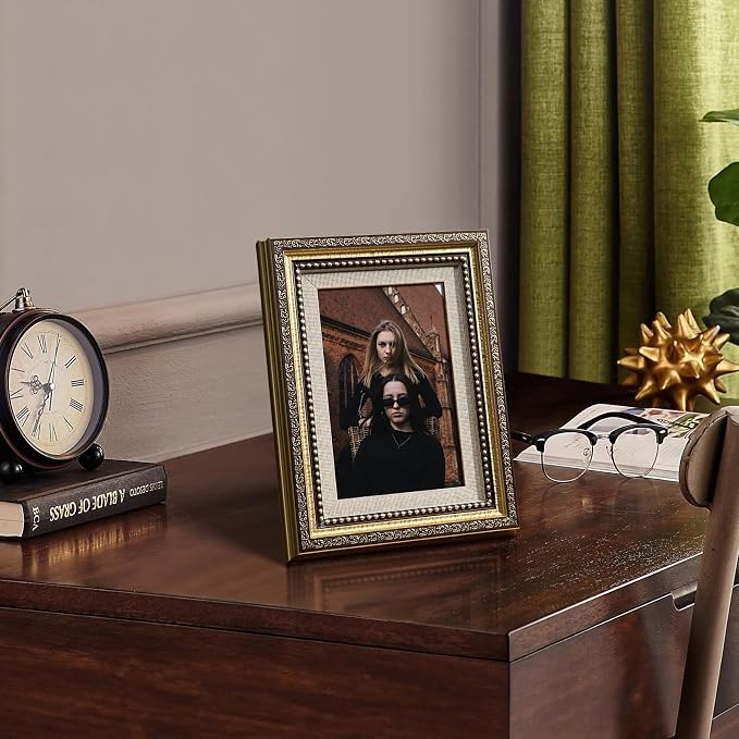 HappyHapi 4x6 Picture Frame Gold, Vintage Frames, 1 Pack | Vintage Picture - Image 2
