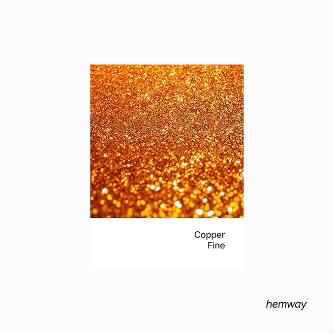 Hemway Polyurethane & Epoxy Resin Glitter 100g / 3.5oz Metallic Crystal Flake Additive for Flooring Jewelry Tumblers Glass Pigment - Fine (1/64" 0.015" 0.4mm) - Copper