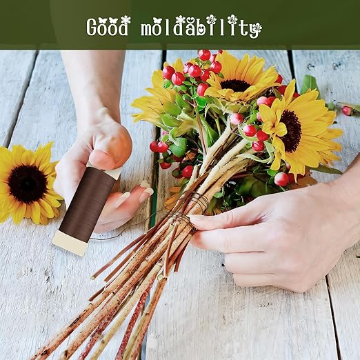 Floral Wire, 38 Yards 114 Ft 22 Gauge Metal Wire for Crafts, Flexible Wreath Flower Thin Craft Wire for Ornaments Ribbon Making DIY, Coffee