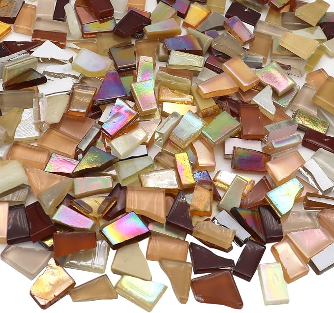 LITMIND 1.1LB Brown Mixed Irregular Glass Scraps Mosaic Tiles by LITMIND