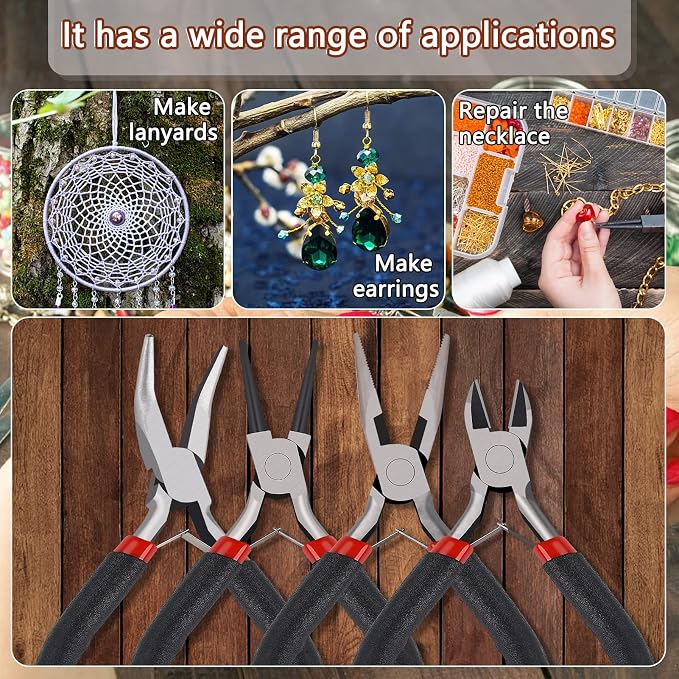 URSKYTOUS 4Pcs Jewelry Pliers Set Jewelry Making Pliers Tools Kit Include - Image 2