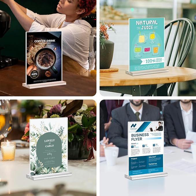 Acrylic Sign Holder, 15 Pack Vertical Clear Table Menu Display, Double Sided - Image 8