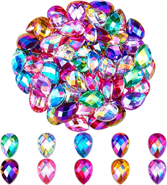 200 Pcs 10x14mm AB Rhinestones for Bedazzling, Rainbow Effect Craft Gems for by Unknown