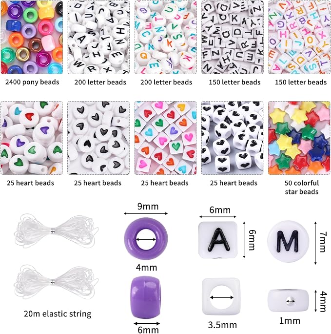 Bracelet Making Kit 96 Colors Pony Beads 3300pcs Friendship Bracelet Kit - Image 2
