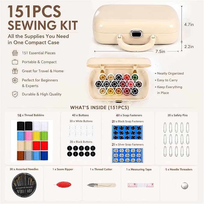 FKOG Retro Green Sewing Project Kit, 18 Multicolor Thread Spools, and - Image 2