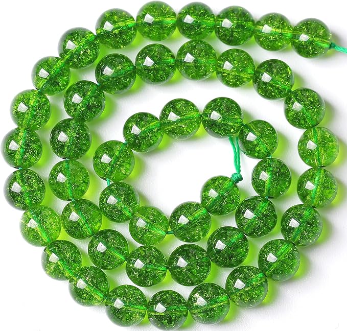 6MM Green Peridot Crystal Quartz Beads Natural Gemstone Beads Round Loose Beads for Jewelry and Bracelets Making 120pcs 2 Strands 32"