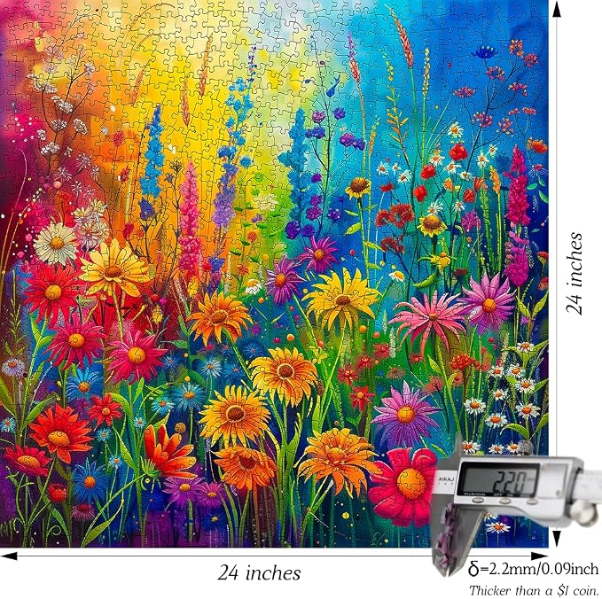 Bgraamiens Rainbow Flowers Garden 1000 Piece Puzzle - Image 4