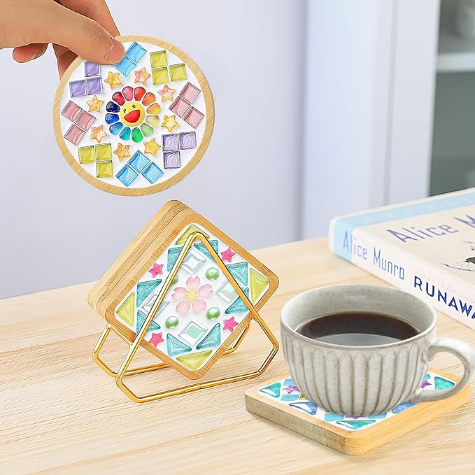 UXORSN 4 Sets DIY Mosaic Tiles for Crafts Mixed Color Glass Mosaic Kit - Image 4