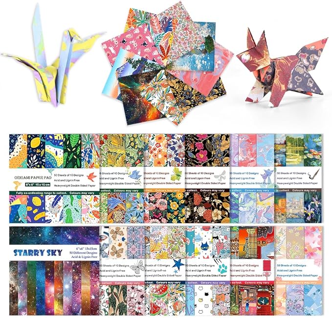 12 Different Packs Full Collection Origami Paper Kit 6 Inch Square Double Sided Color Vivid Colors Creation Easy Fold Paper Set Hand Crafts Paper Arts Creativity.01