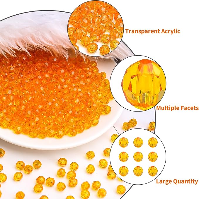 BONNY BOXX 2000pcs 4mm Acrylic Faceted Round Crystal Beads Transparent - Image 2