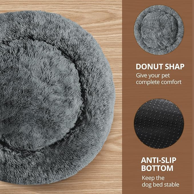 JOLLYVOGUE Calming Dog Bed Large Size Dog, Anti-Anxiety Donut Large Pet Bed - Image 3