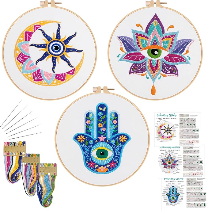 Louise Maelys 3 Set Tarot Evil Eye Embroidery Kits by LouiseMaelys