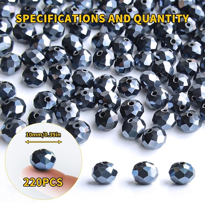 220Pcs 10mm Crystal Glass Beads - Image 2