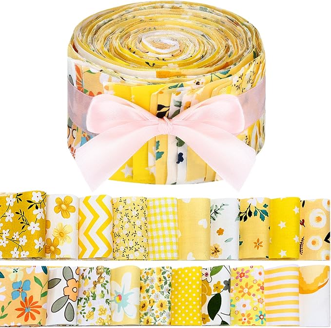 Hosuly 40 Pcs Yellow Floral Jelly Fabric by Hosuly
