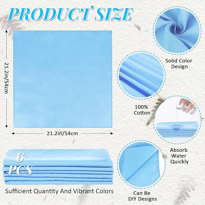 Suhine 100% Cotton Solid Bandanas Blank Bandanas Multifunctional Headband Scarf - Image 2