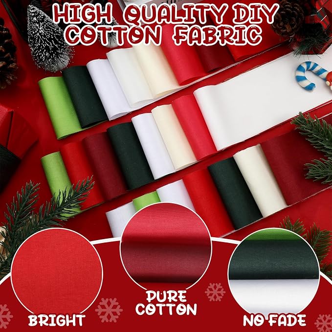 Hosuly 40 Pcs Christmas Fabric Red and Green Jelly Fabric - Image 3