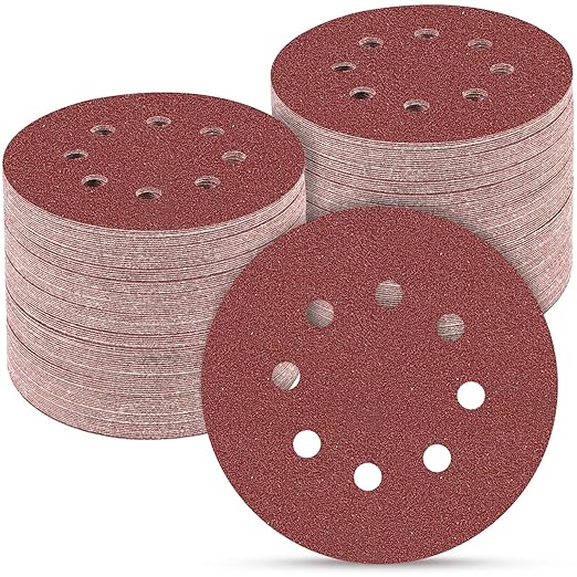 100 PCS 5 Inch Sanding Discs 80 Grit, Round Hook and Loop Sandpaper for Random Orbital Sander