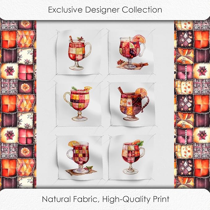 Patchwork Mulled Wine Cotton Fabric Panel – 6 Designs + Bonus Sheet 29.5×19.6 - Image 5