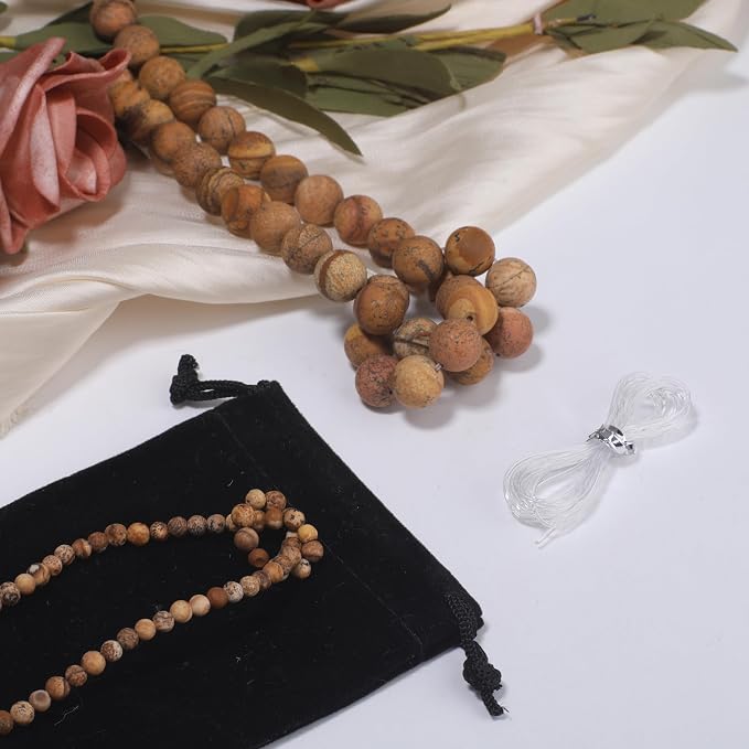 10mm Matte Picasso Jasper Bead, 15-Inch Matte Round Loose Stone Beads - Image 2