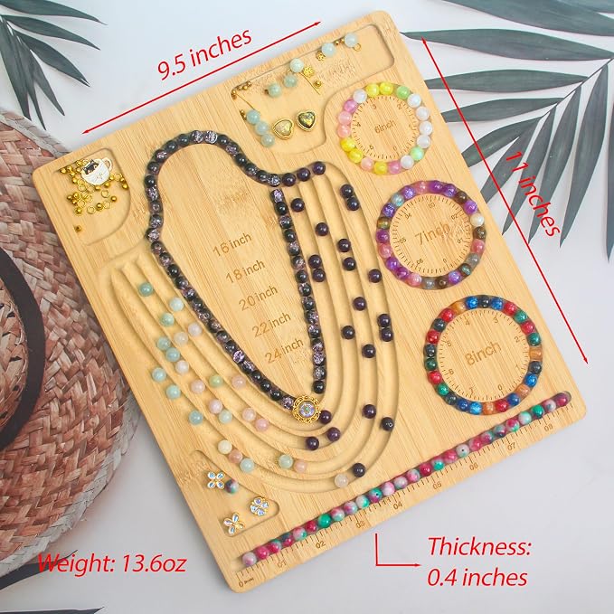 Bead Board for Jewelry Making, Bamboo Beading Tray Design Mat for Necklaces - Image 2