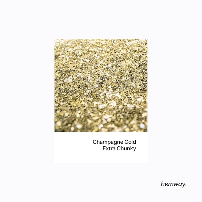 Hemway Polyurethane & Epoxy Resin Glitter 100g / 3.5oz Metallic Crystal Flake Additive for Flooring Jewelry Tumblers Glass Pigment - Extra Chunky (1/24" 0.040" 1mm) - Champagne Gold