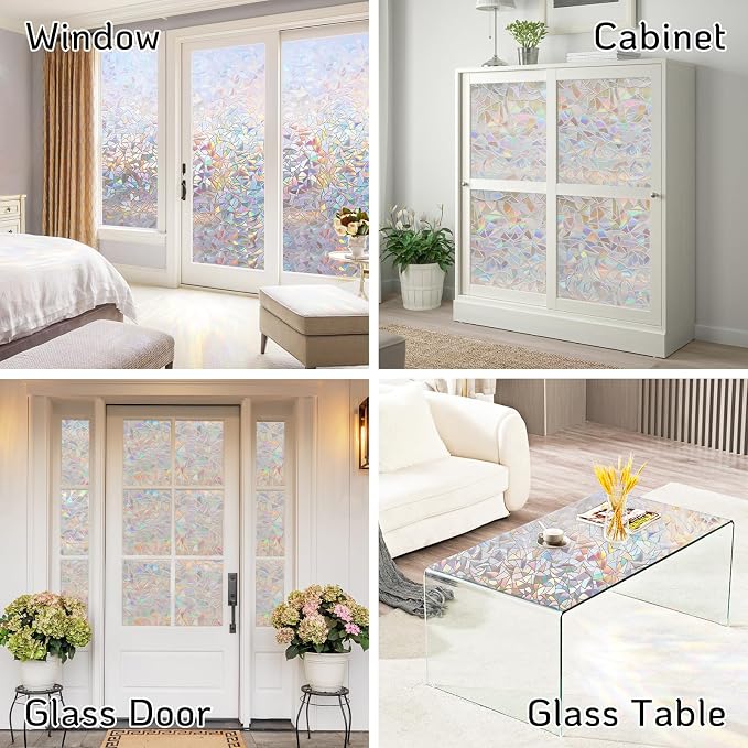 LUTE Rainbow Window Privacy Film, Stained Glass Cling, 17.5" x 78.7" | 3D - Image 9