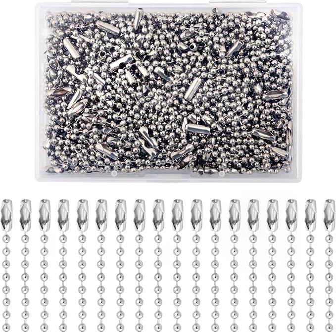 Lemonkey 100Pcs Ball Beads Chain Bulk, 4 Inch Dog Tag Metal Small Chain by Lemonkey