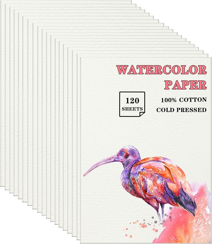 Silunkia 120 Sheets 100% Cotton Watercolor Paper 7 x 10, 140lb/300gsm by Silunkia