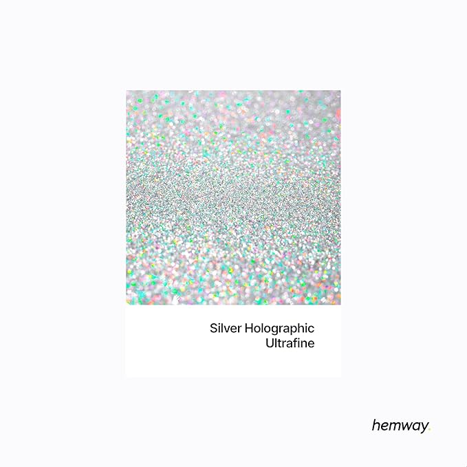 Hemway Polyurethane & Epoxy Glitter Metallic Crystal Flake Additive for Flooring, Jewellery Making, Tumblers and Resin 100g / 3.5oz - Ultrafine (1/128" 0.008" 0.2mm) - Silver Holographic