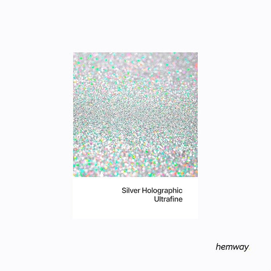 Hemway Polyurethane & Epoxy Glitter Metallic Crystal Flake Additive for Flooring, Jewellery Making, Tumblers and Resin 100g / 3.5oz - Ultrafine (1/128" 0.008" 0.2mm) - Silver Holographic
