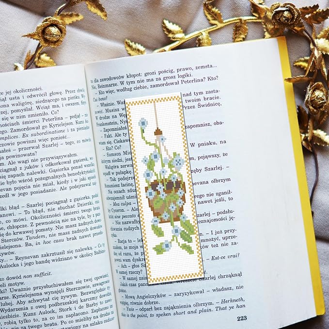 FREEBLOSS 6 Set Cross Stitch Bookmark Kit Flowers Patterns Stamped Cross Stitch - Image 5