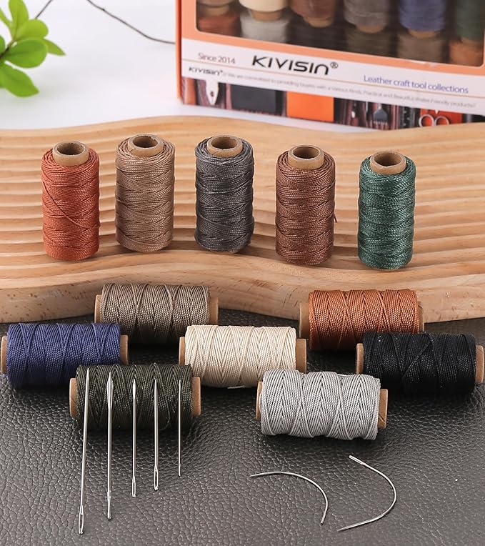 12 Classic Colors Round Waxed Thread, 0.8mm 35Yards Spool Polyester Wax Coated Cord Heavy Duty String for Leather Sewing, Stitching, Bookbinding, Upholstery Repairing and Micro Braiding