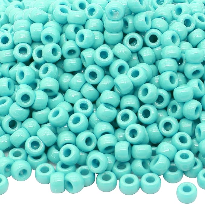 1000Pcs Pony Beads Bracelet 9mm Turquoise Plastic Barrel Pony Beads by Auvoua