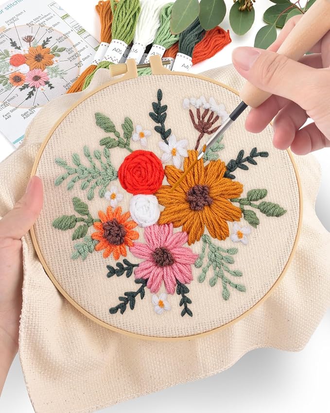 ERKOON Punch Needle Kit Beginners Adults, DIY Easy Flower Embroidery Set - Image 5