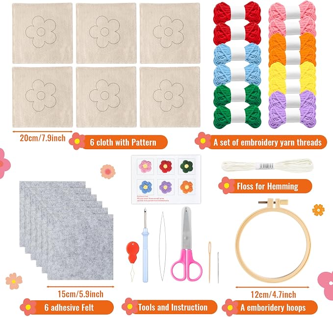 WATINC Flower Punch Needle Coaster Kit - Image 2