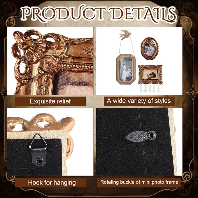 Wonderjune 3 Pcs Vintage Picture Frames Set - Image 3