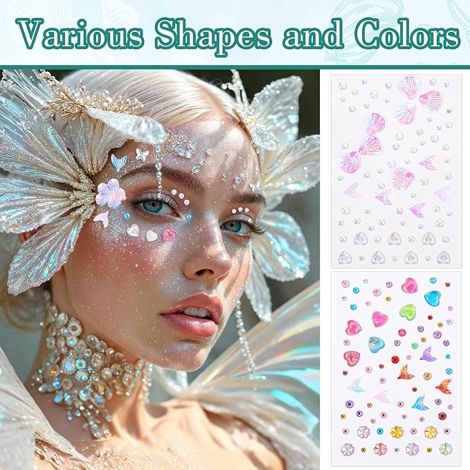 Yuanchu Gem Stickers Jewels for Crafts, 5 Sheets Rhinestone Self Adhesive | - Image 2